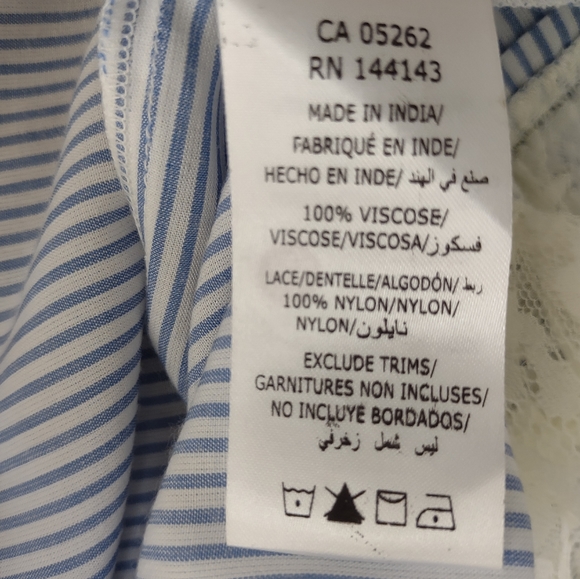 California Moonrise white and blue striped Dress with lace hem - Picture 6 of 6